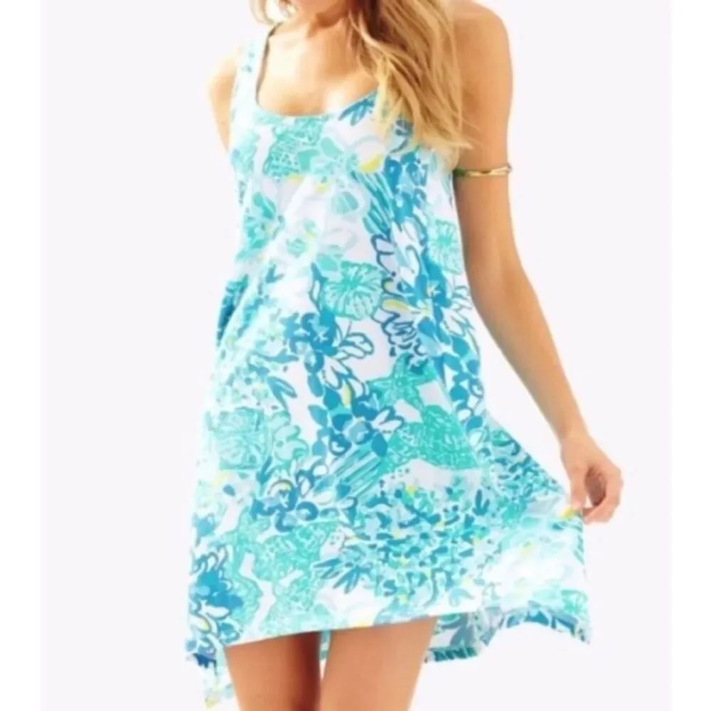 Lilly Pulitzer Monterrey blue floral tank swing dress - S